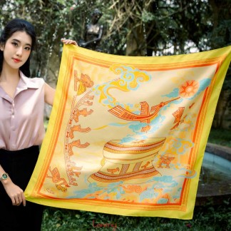 Khăn lụa vuông KTS 2 mặt Yellow 66x66 cm